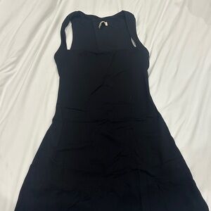 Black square neck athletic dress